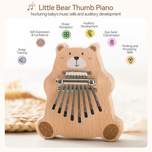 8Key Mini Kalimba Exquisite Finger Piano Baby Montessori Toys Cartoon Bear Thumb Piano Portable Marimba Musical Pendant Toy Gift