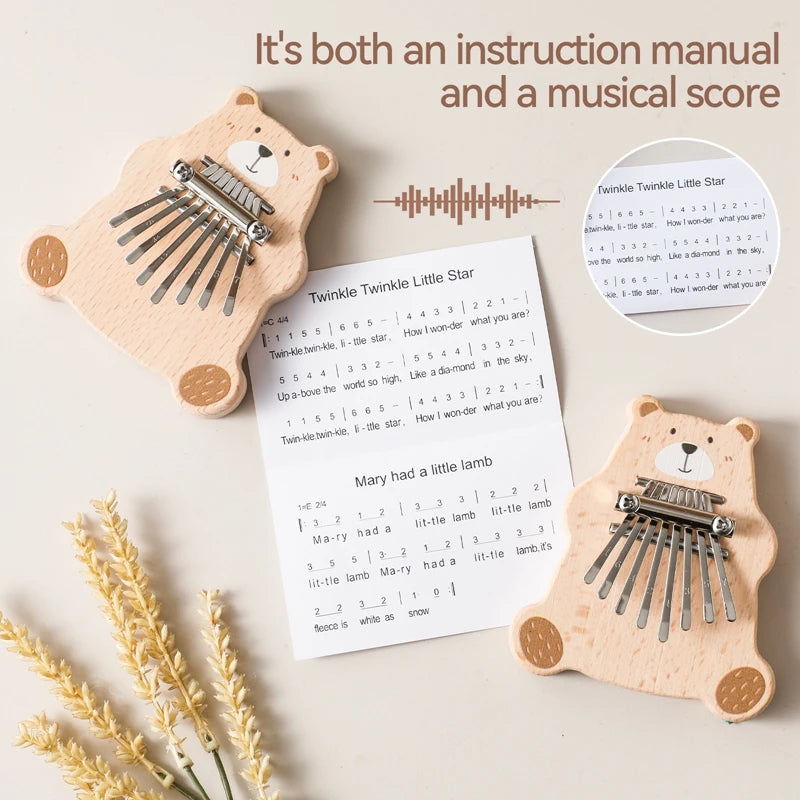 8Key Mini Kalimba Exquisite Finger Piano Baby Montessori Toys Cartoon Bear Thumb Piano Portable Marimba Musical Pendant Toy Gift