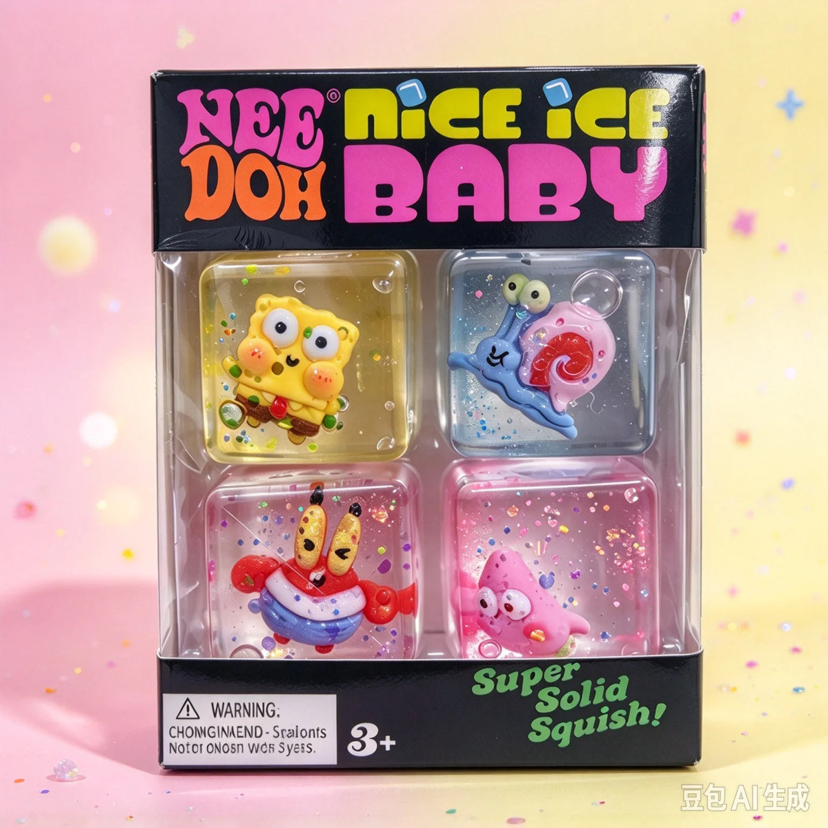 Character Squishy Cube Set, 4 Pieces