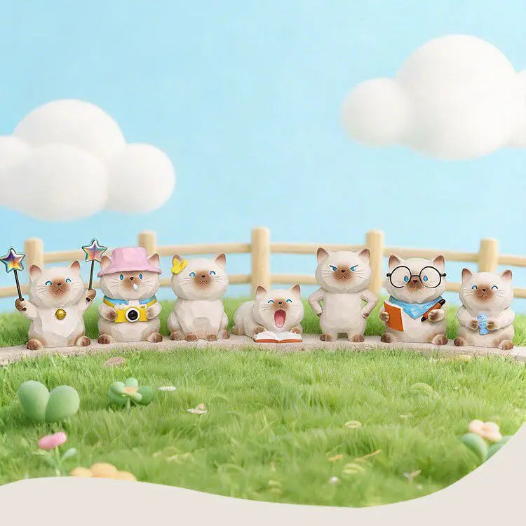 Genuine Cat Travel Diary Series Blind Box Cute Kawaii Cat Figure Car Dashboard Decor Office Desktop Ornament Creative Gift fans