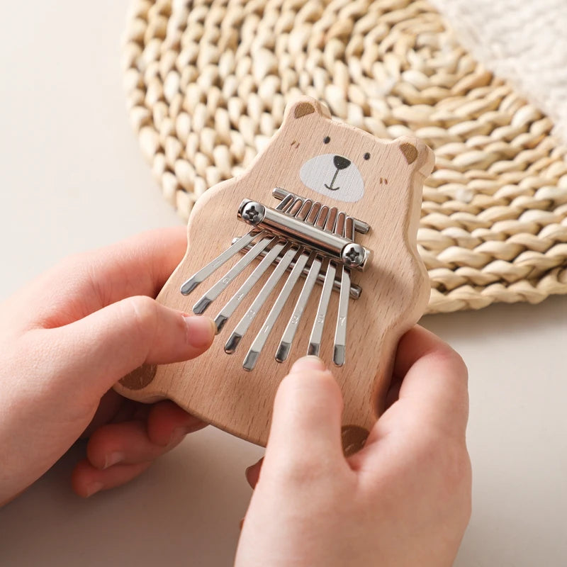 8Key Mini Kalimba Exquisite Finger Piano Baby Montessori Toys Cartoon Bear Thumb Piano Portable Marimba Musical Pendant Toy Gift