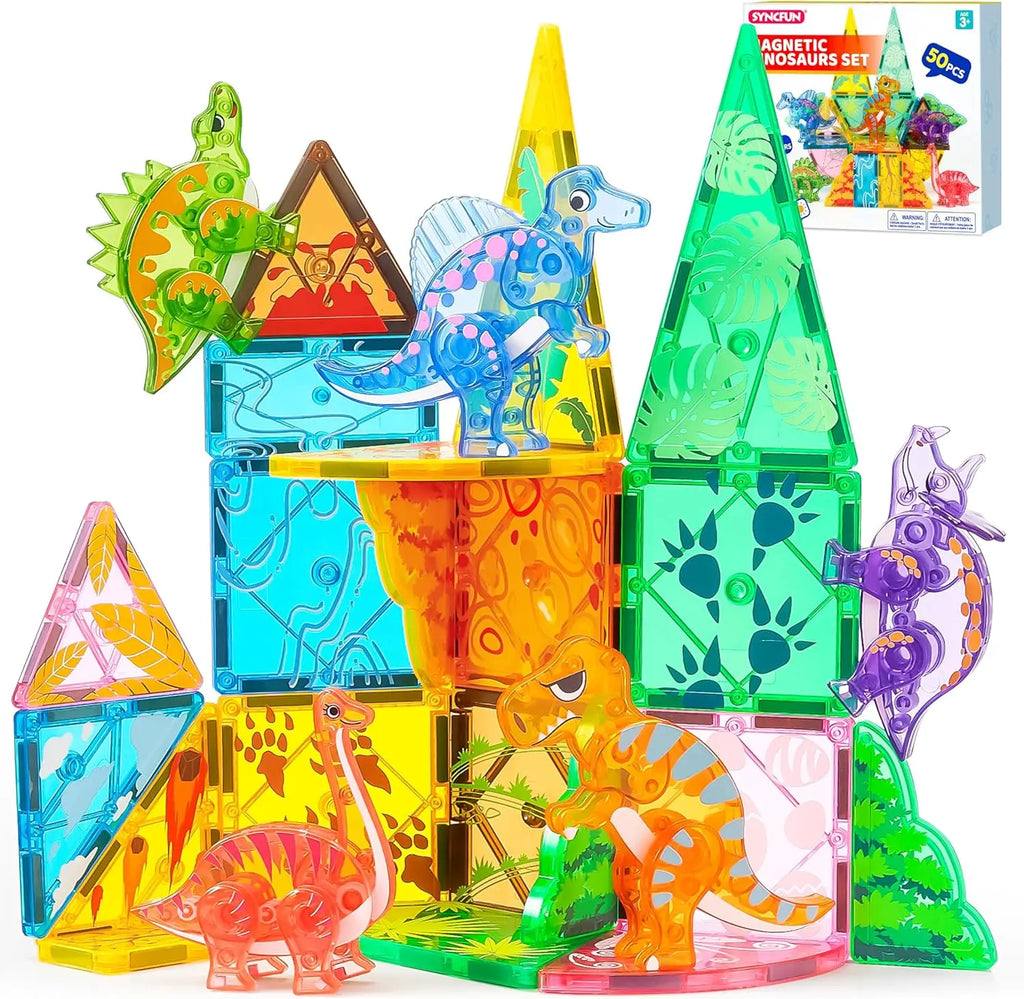 JOYFY Magnetic Building Tiles – 3D STEM Construction Set with Vehicle Blocks for Kids