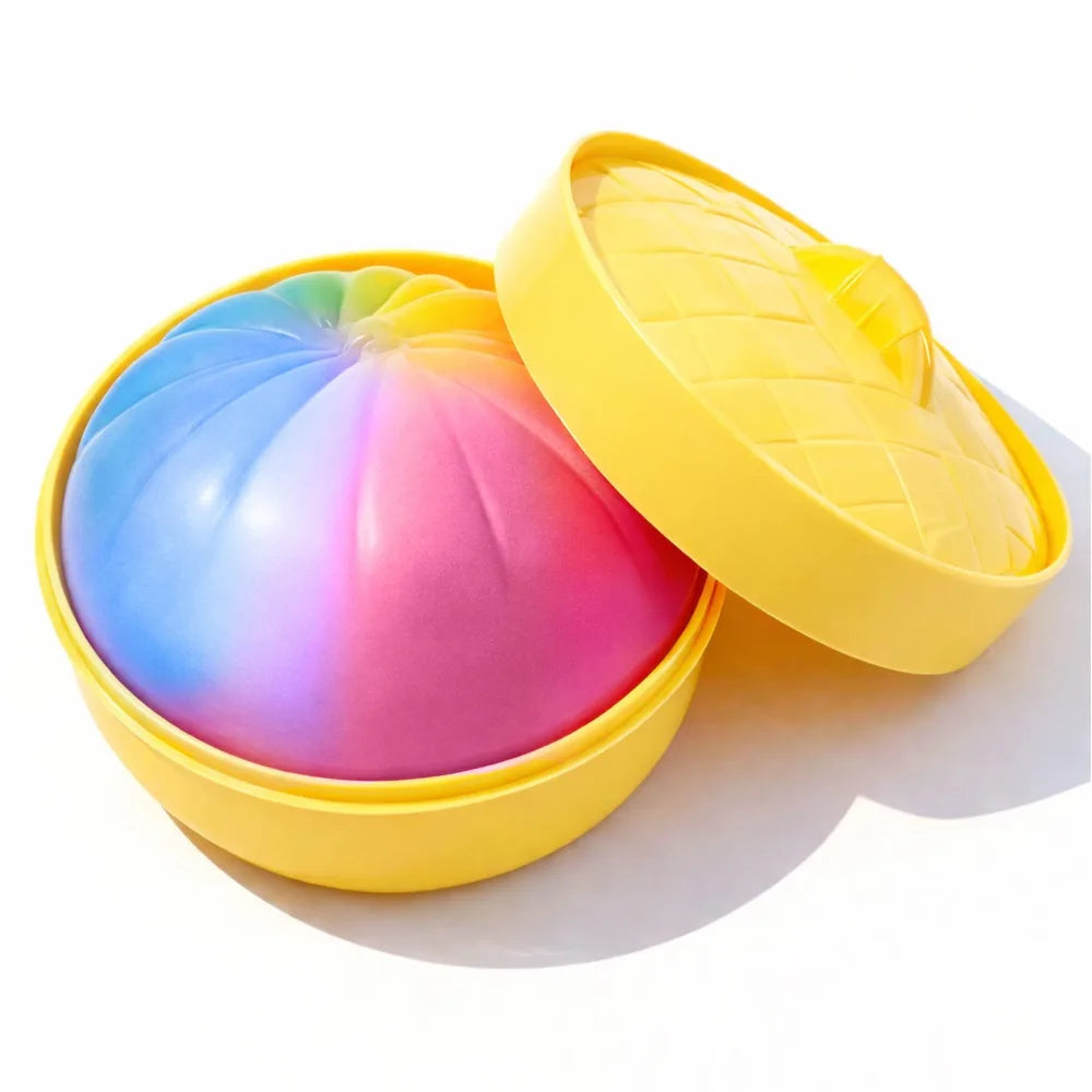 Glitter Steamed Bun Squishy Toy – Soft TPR Fidget Toy with Steamer