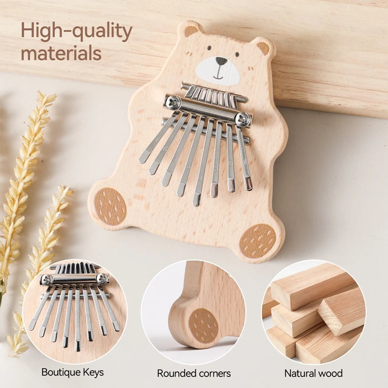 8Key Mini Kalimba Exquisite Finger Piano Baby Montessori Toys Cartoon Bear Thumb Piano Portable Marimba Musical Pendant Toy Gift