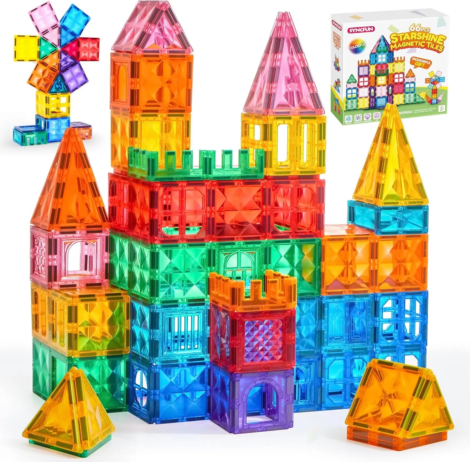 JOYFY Magnetic Building Tiles – 3D STEM Construction Set with Vehicle Blocks for Kids
