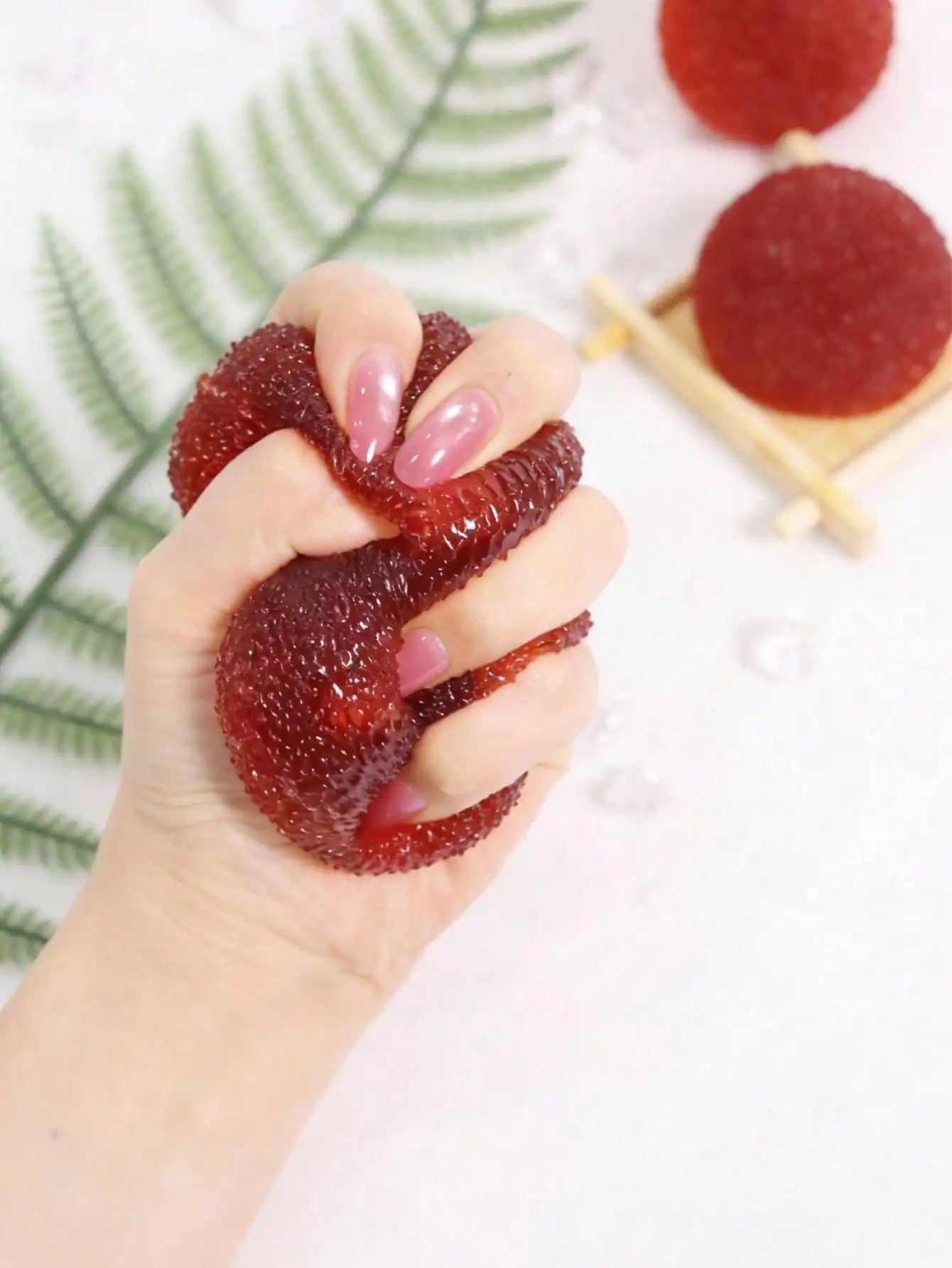 Lychee Squishy Stress Relief Squeeze Toy – Soft Sensory Fidget Ball