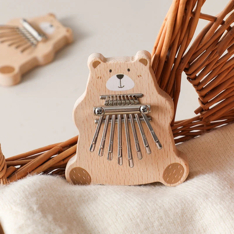 8Key Mini Kalimba Exquisite Finger Piano Baby Montessori Toys Cartoon Bear Thumb Piano Portable Marimba Musical Pendant Toy Gift