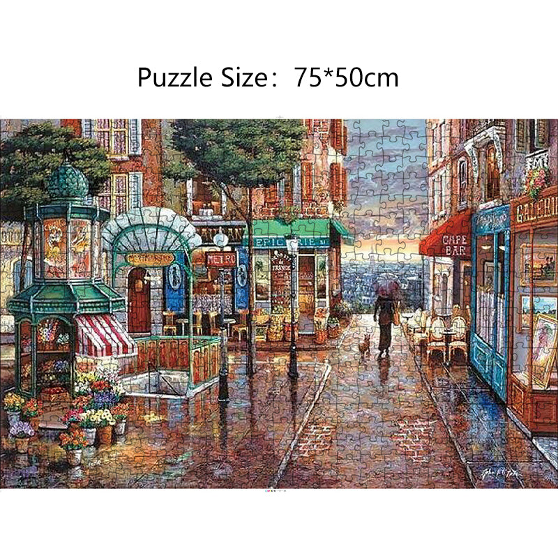 75*50cm Adult 1000 Pieces Jigsaw Puzzle Romantic Town Beautiful Landscape Landmark Paintings Stress Reducing Toys