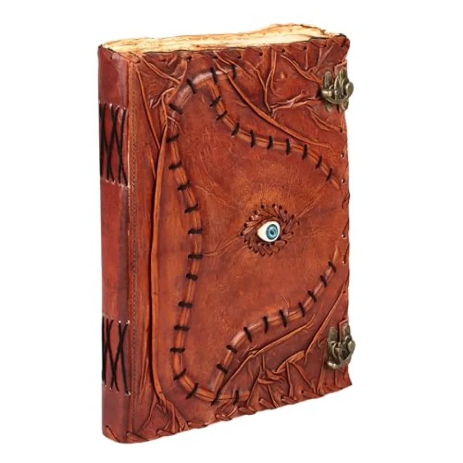 Cutomizable Hocus Pocus Book of Spells Leather Journal Third Eye Deckle Edge Paper Grimoire Journal Vintage Book of Shadows Sev