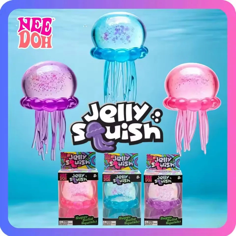 Trending Nee Doh Jellyfish & Cube Squish Toy, Soft Jelly Squeeze Stress Relief Fidget Toy, Sensory NeeDoh for Kids & Adults
