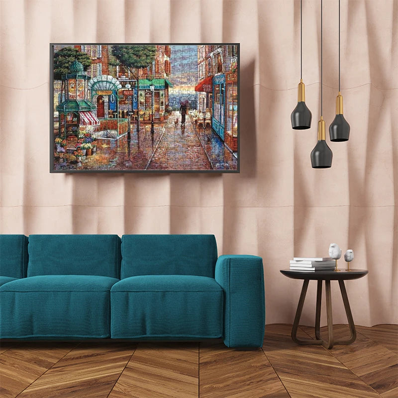 75*50cm Adult 1000 Pieces Jigsaw Puzzle Romantic Town Beautiful Landscape Landmark Paintings Stress Reducing Toys