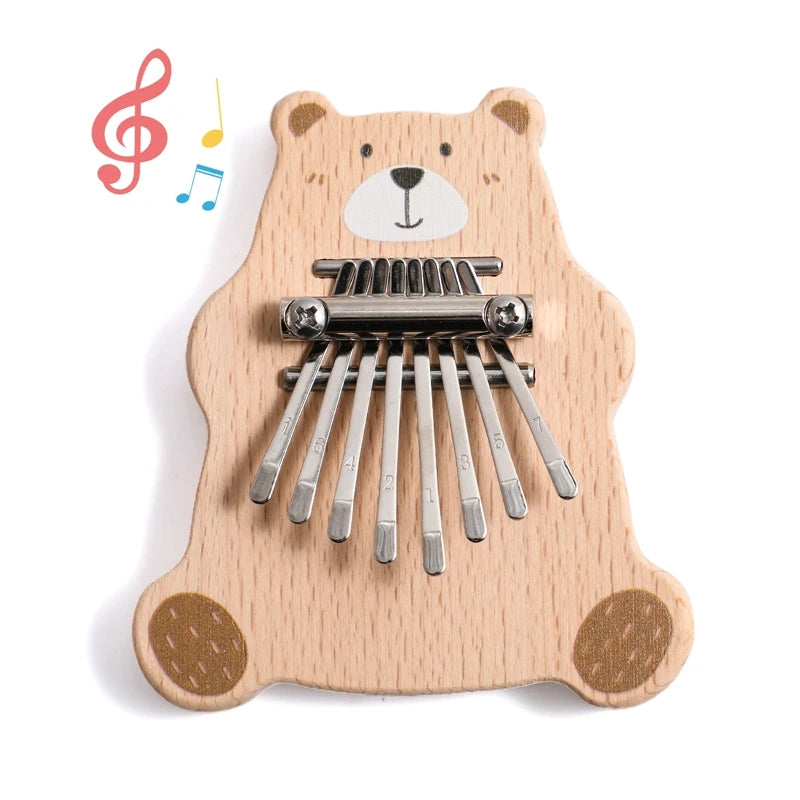 8Key Mini Kalimba Exquisite Finger Piano Baby Montessori Toys Cartoon Bear Thumb Piano Portable Marimba Musical Pendant Toy Gift