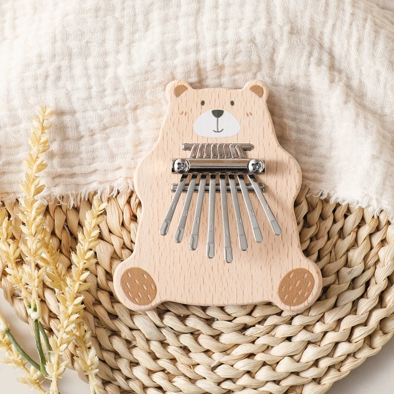 8Key Mini Kalimba Exquisite Finger Piano Baby Montessori Toys Cartoon Bear Thumb Piano Portable Marimba Musical Pendant Toy Gift