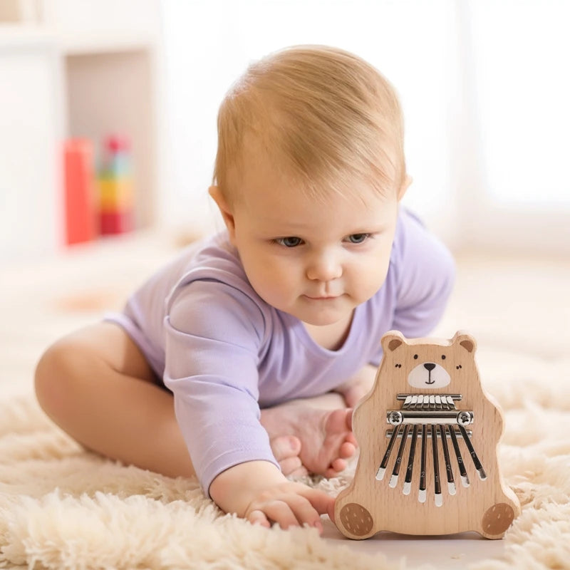 8Key Mini Kalimba Exquisite Finger Piano Baby Montessori Toys Cartoon Bear Thumb Piano Portable Marimba Musical Pendant Toy Gift