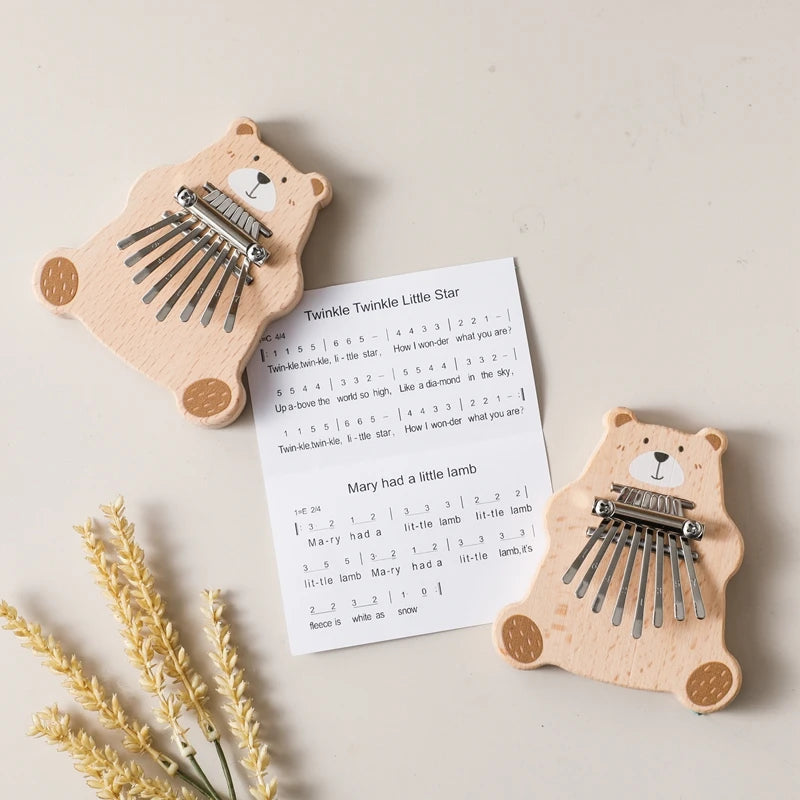 8Key Mini Kalimba Exquisite Finger Piano Baby Montessori Toys Cartoon Bear Thumb Piano Portable Marimba Musical Pendant Toy Gift