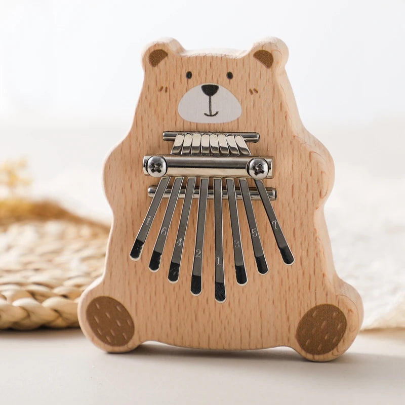 8Key Mini Kalimba Exquisite Finger Piano Baby Montessori Toys Cartoon Bear Thumb Piano Portable Marimba Musical Pendant Toy Gift