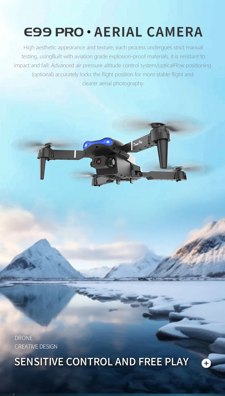 E99 Pro WiFi Drone with HD Dual Camera – Foldable RC Quadcopter for Aerial Photography
