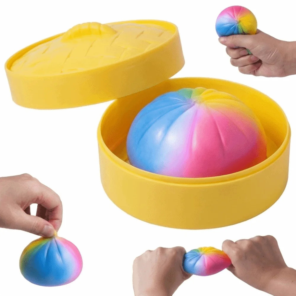 Glitter Steamed Bun Squishy Toy – Soft TPR Fidget Toy with Steamer