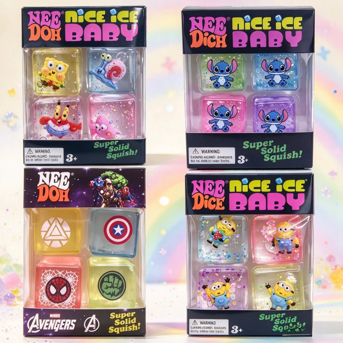 Character Squishy Cube Set, 4 Pieces