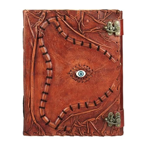 Cutomizable Hocus Pocus Book of Spells Leather Journal Third Eye Deckle Edge Paper Grimoire Journal Vintage Book of Shadows Sev