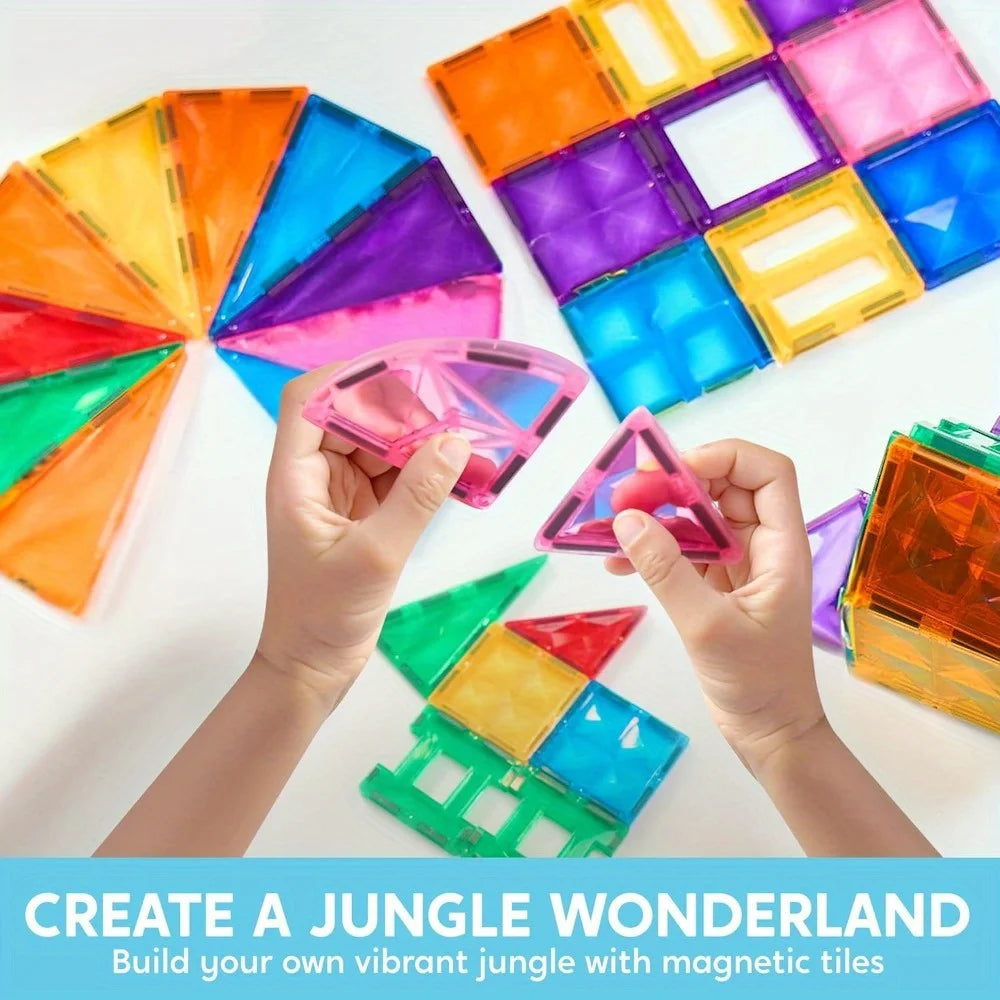 JOYFY Magnetic Building Tiles – 3D STEM Construction Set with Vehicle Blocks for Kids
