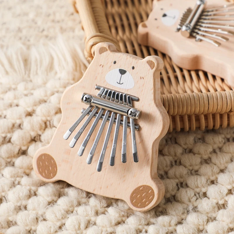 8Key Mini Kalimba Exquisite Finger Piano Baby Montessori Toys Cartoon Bear Thumb Piano Portable Marimba Musical Pendant Toy Gift