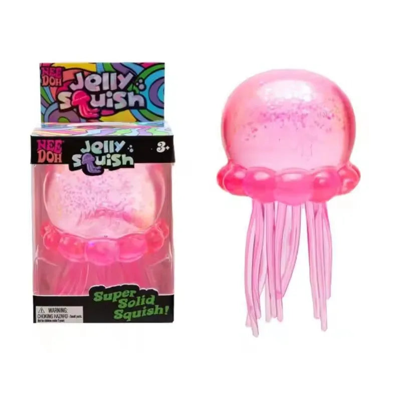 Trending Nee Doh Jellyfish & Cube Squish Toy, Soft Jelly Squeeze Stress Relief Fidget Toy, Sensory NeeDoh for Kids & Adults