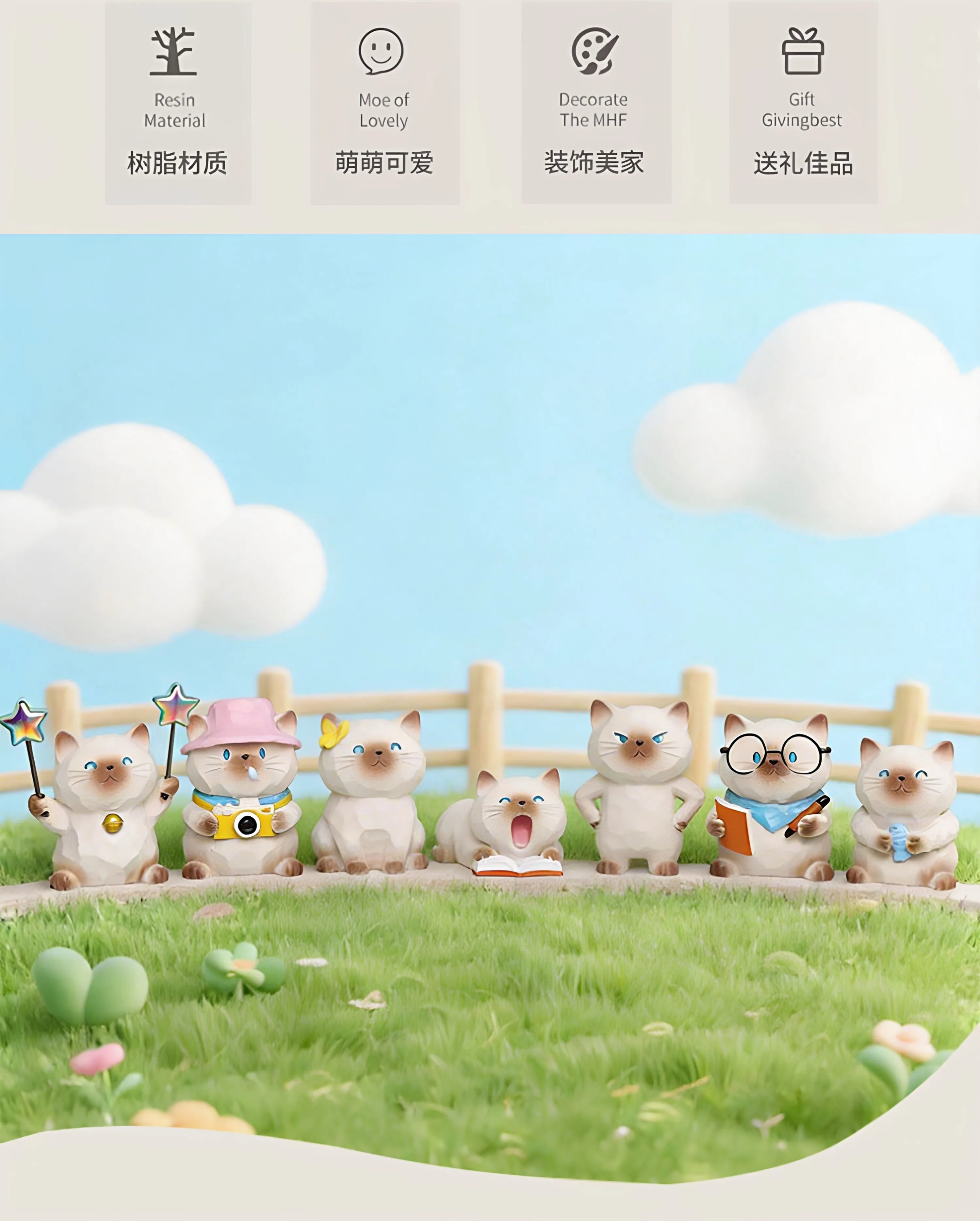 Genuine Cat Travel Diary Series Blind Box Cute Kawaii Cat Figure Car Dashboard Decor Office Desktop Ornament Creative Gift fans