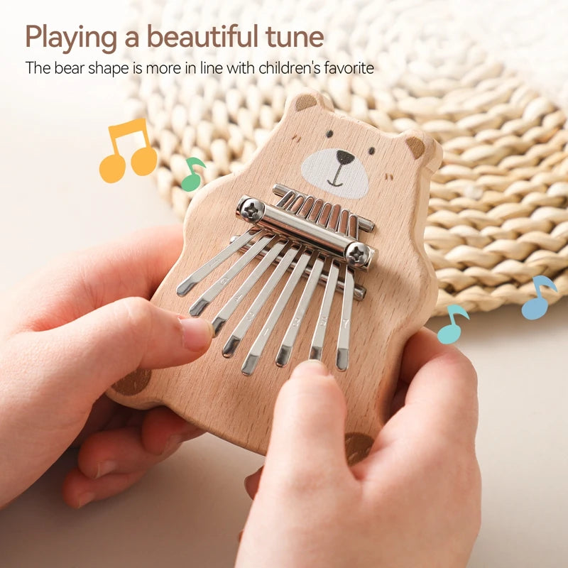 8Key Mini Kalimba Exquisite Finger Piano Baby Montessori Toys Cartoon Bear Thumb Piano Portable Marimba Musical Pendant Toy Gift