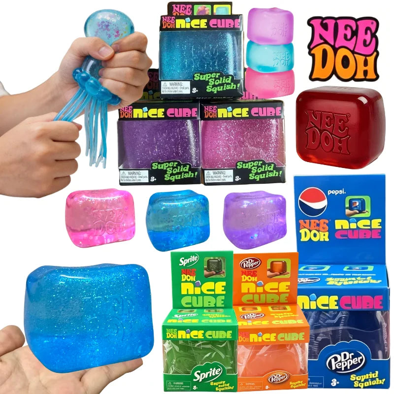 Trending Nee Doh Jellyfish & Cube Squish Toy, Soft Jelly Squeeze Stress Relief Fidget Toy, Sensory NeeDoh for Kids & Adults