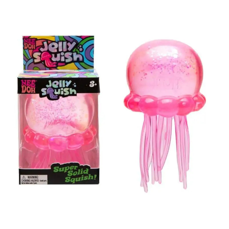 Fuzz Ball Jellyfish Squishy Toy – Pink Soft Squeeze Sensory Toy