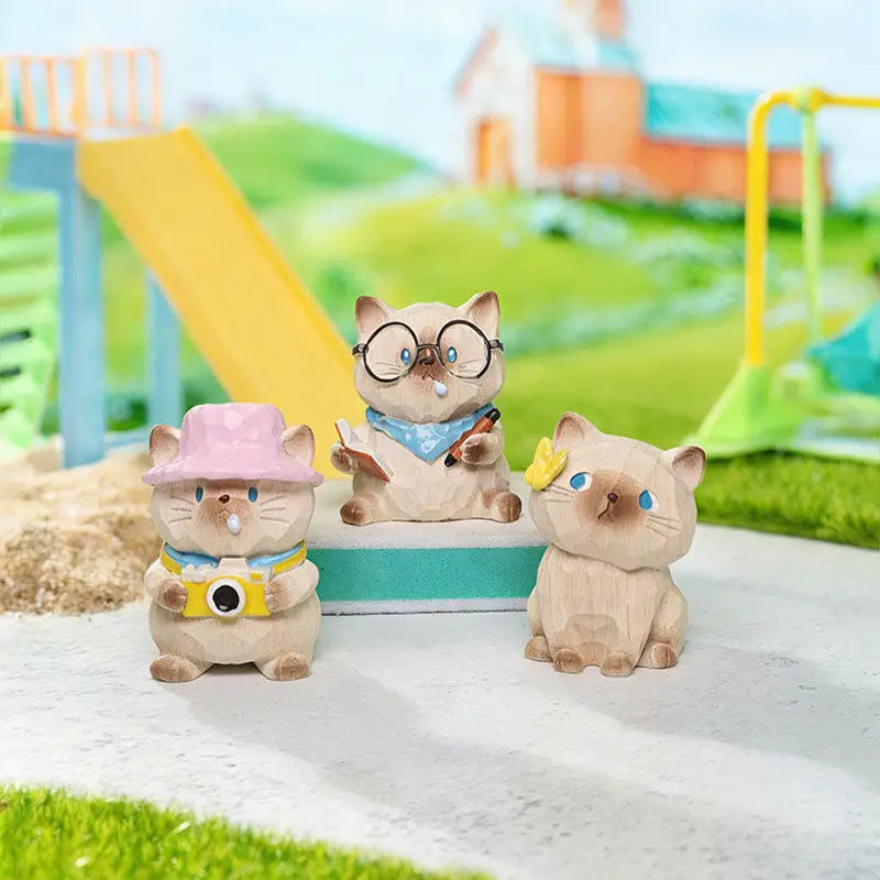 Genuine Cat Travel Diary Series Blind Box Cute Kawaii Cat Figure Car Dashboard Decor Office Desktop Ornament Creative Gift fans