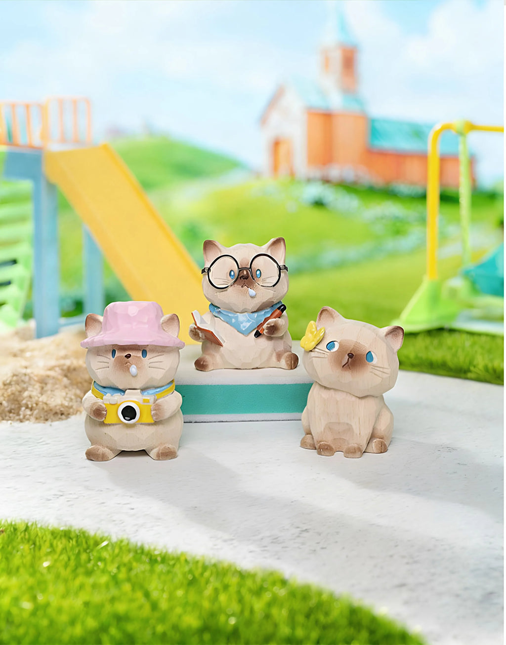Genuine Cat Travel Diary Series Blind Box Cute Kawaii Cat Figure Car Dashboard Decor Office Desktop Ornament Creative Gift fans