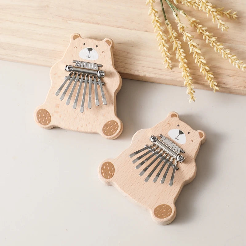 8Key Mini Kalimba Exquisite Finger Piano Baby Montessori Toys Cartoon Bear Thumb Piano Portable Marimba Musical Pendant Toy Gift