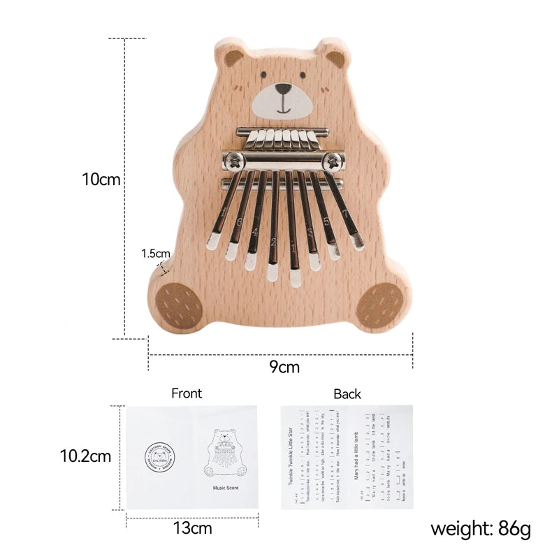 8Key Mini Kalimba Exquisite Finger Piano Baby Montessori Toys Cartoon Bear Thumb Piano Portable Marimba Musical Pendant Toy Gift