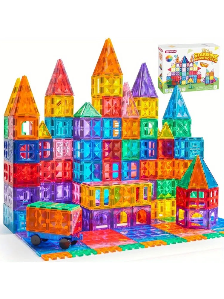 JOYFY Magnetic Building Tiles – 3D STEM Construction Set with Vehicle Blocks for Kids